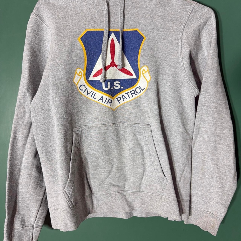 Vintage US Civil Air Patrol Hoodie Gray Military Shield Graphic Pullover Small